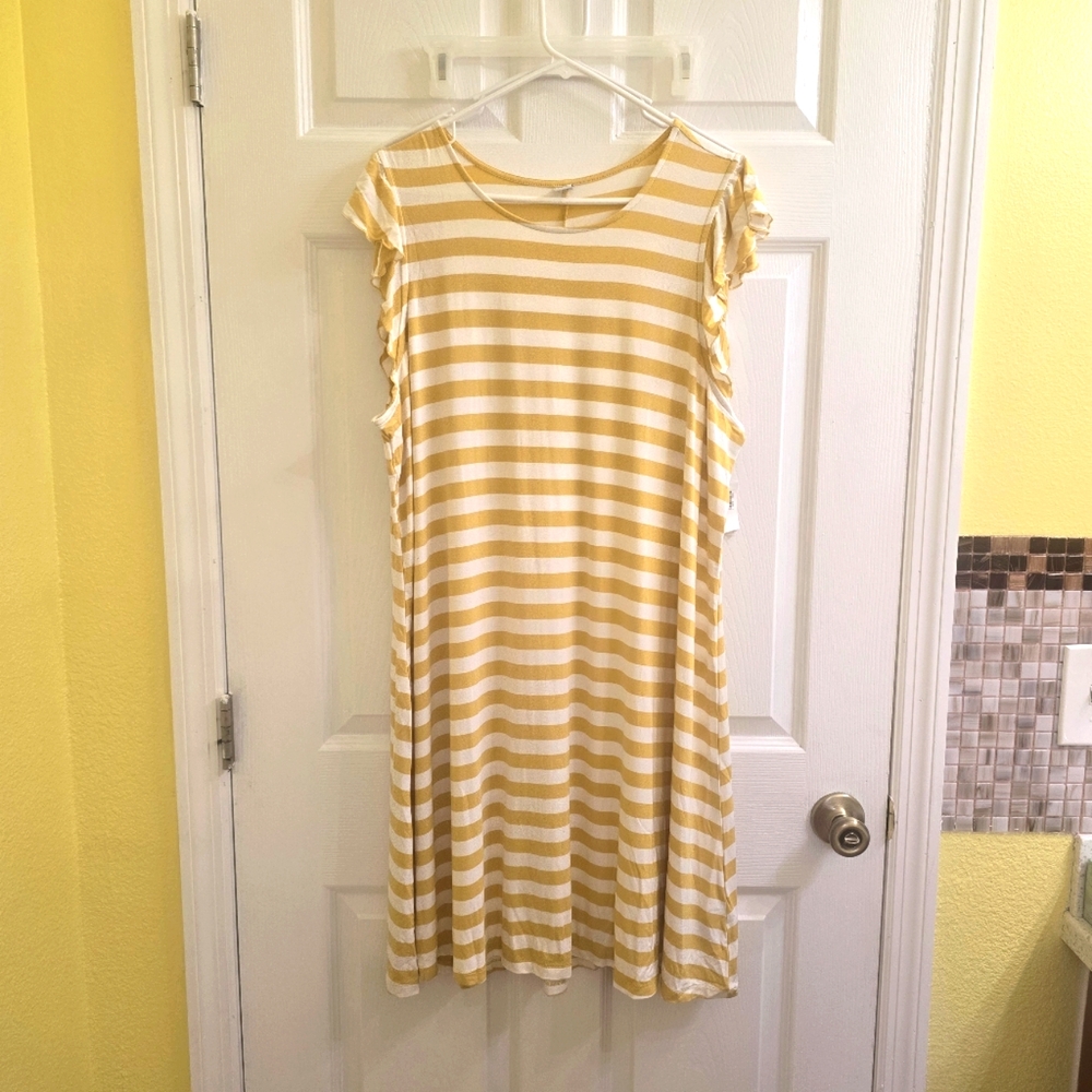 Old Navy Yellow Striped Dress XXL